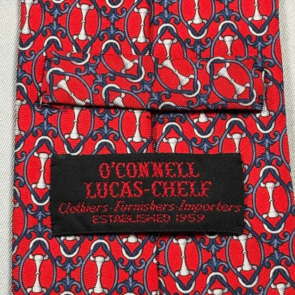 O'Connell Lucas-Chelf Necktie Men OS Red Pink Silk Medallion‎ Equestrian Lot 2